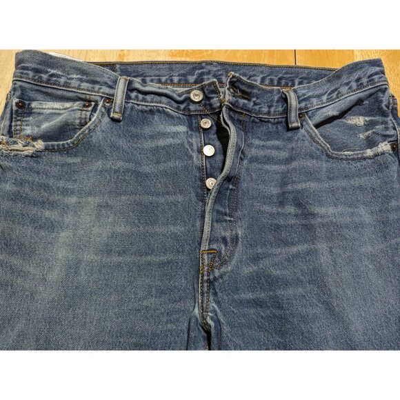 LEVIS 501 Button Fly distressed pockets‎ Mens Jeans sz 36 32 - Picture 12 of 16